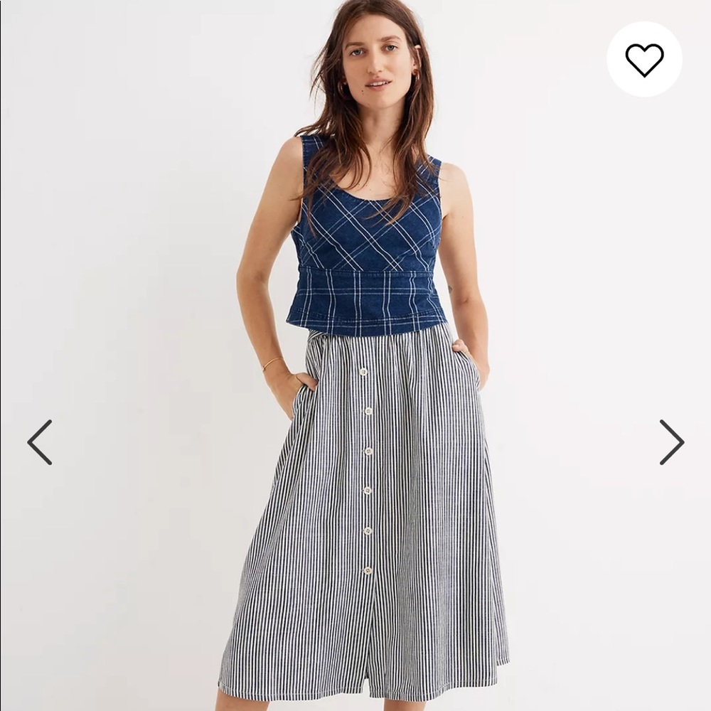 Madewell Palisade button-front midi skirt in chambray stripe SOLD OUT Online NWT